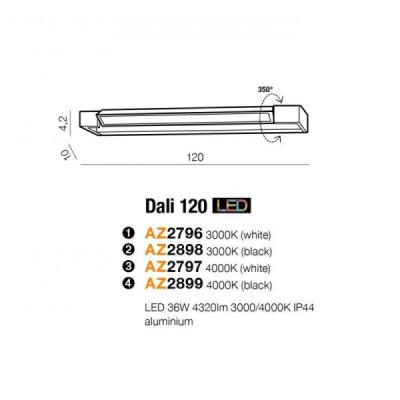 Azzardo Dali 120 kinkiet LED IP44