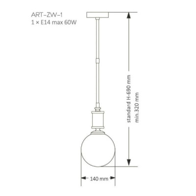 Kutek Mood Artu ZW 1 Glass - lampa wisząca nowoczesna