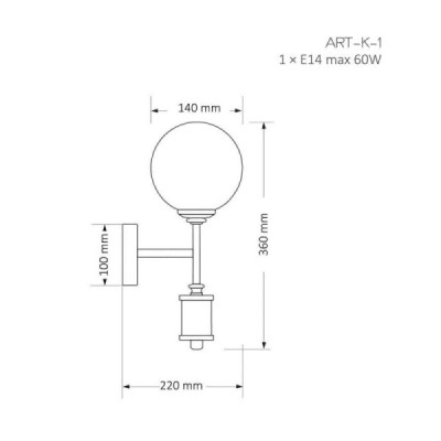 Kutek Mood Artu K1 Glass - kinkiet nowoczesny