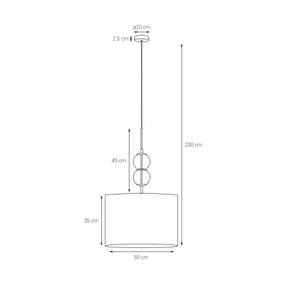 Kaspa Zoe L - lampa wisząca, abażur z tkaniny